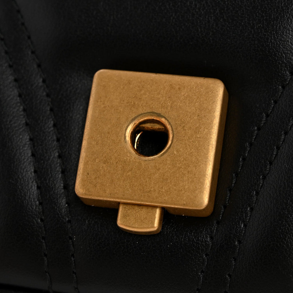 Gucci Calfskin Matelasse Small GG Marmont Shoulder Bag Black