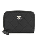 Caviar Quilted Zip Coin Purse Black