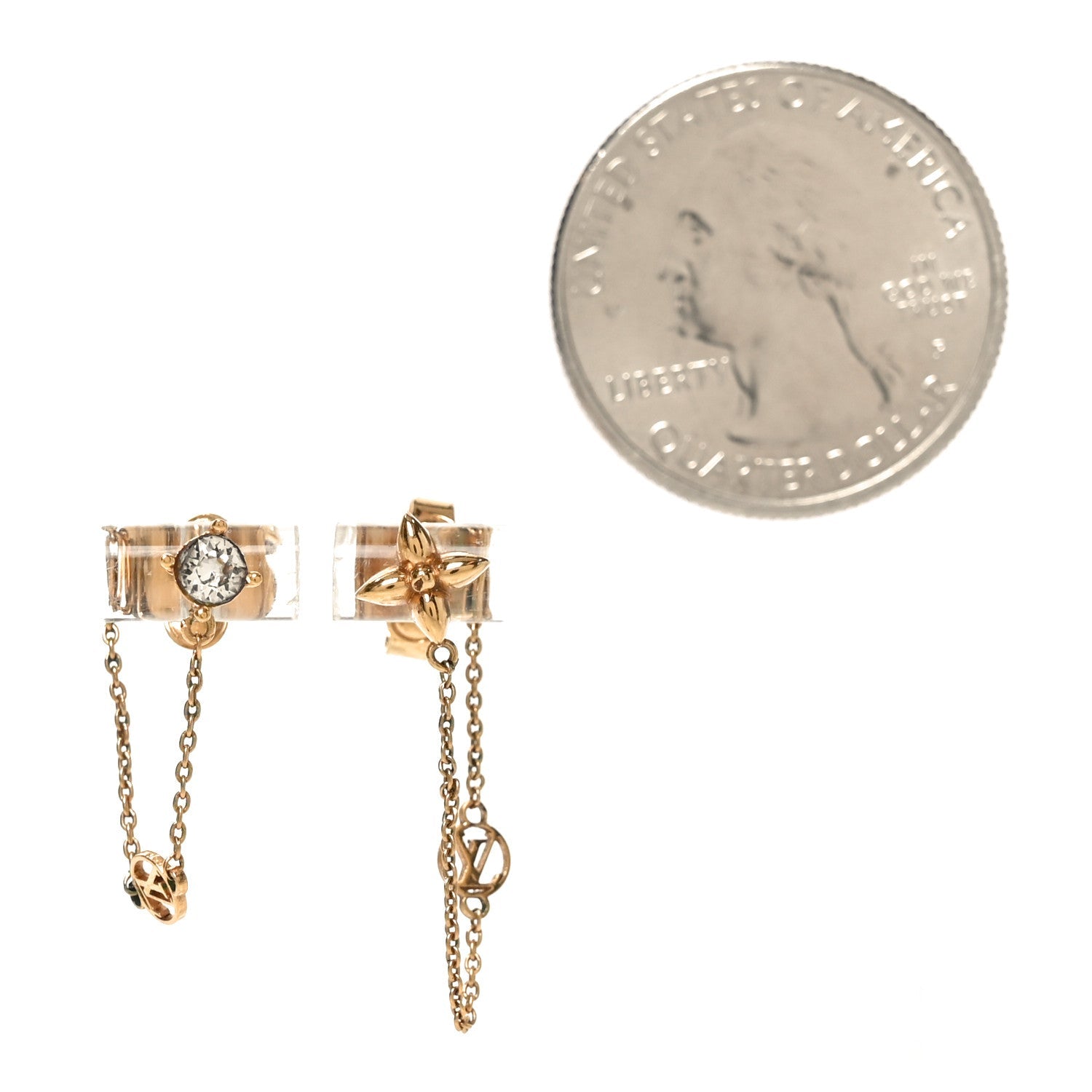 Louis Vuitton Metal Crystal Petit Louis Earrings Gold