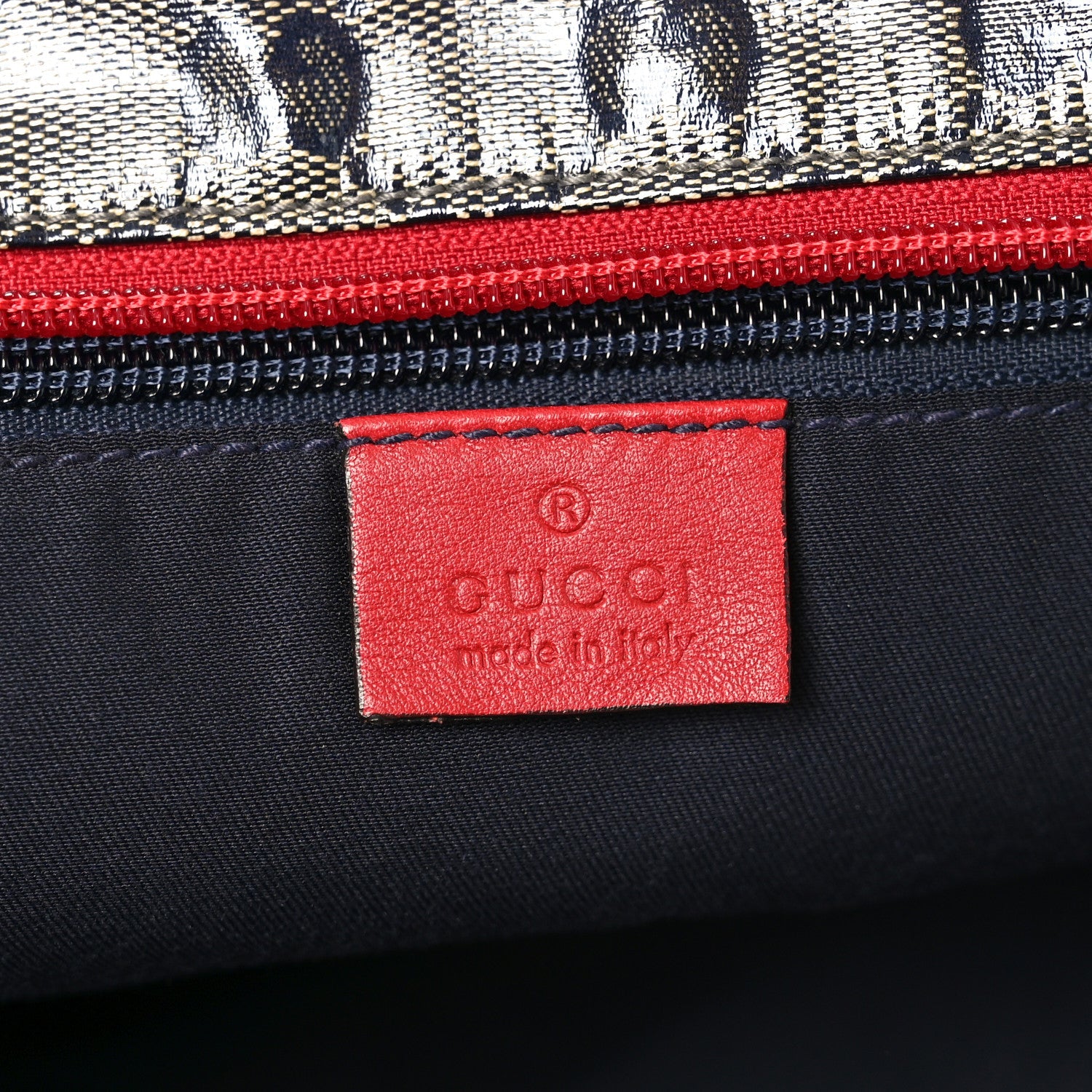 Gucci Crystal Monogram Large Web Handle Bucket Tote Red