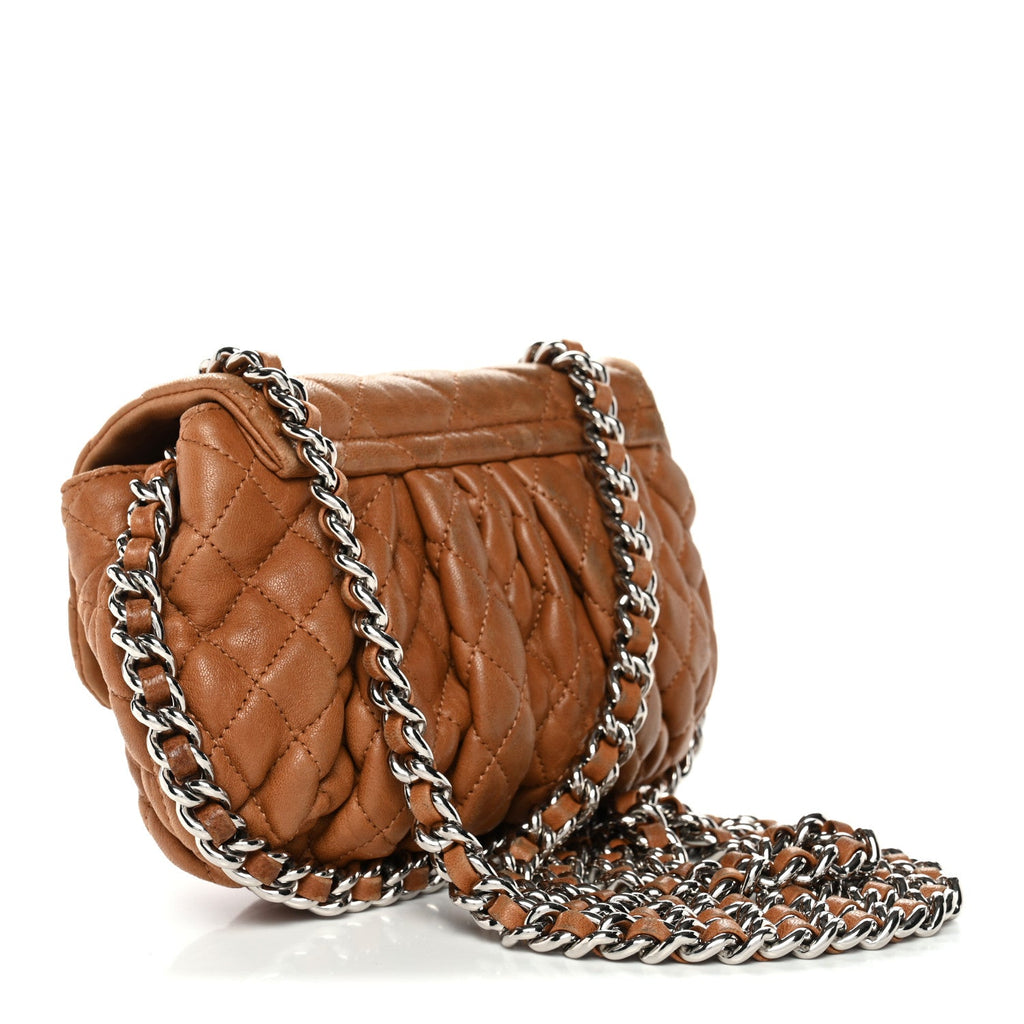 Chanel Washed Lambskin Mini Chain Around Messenger Brown