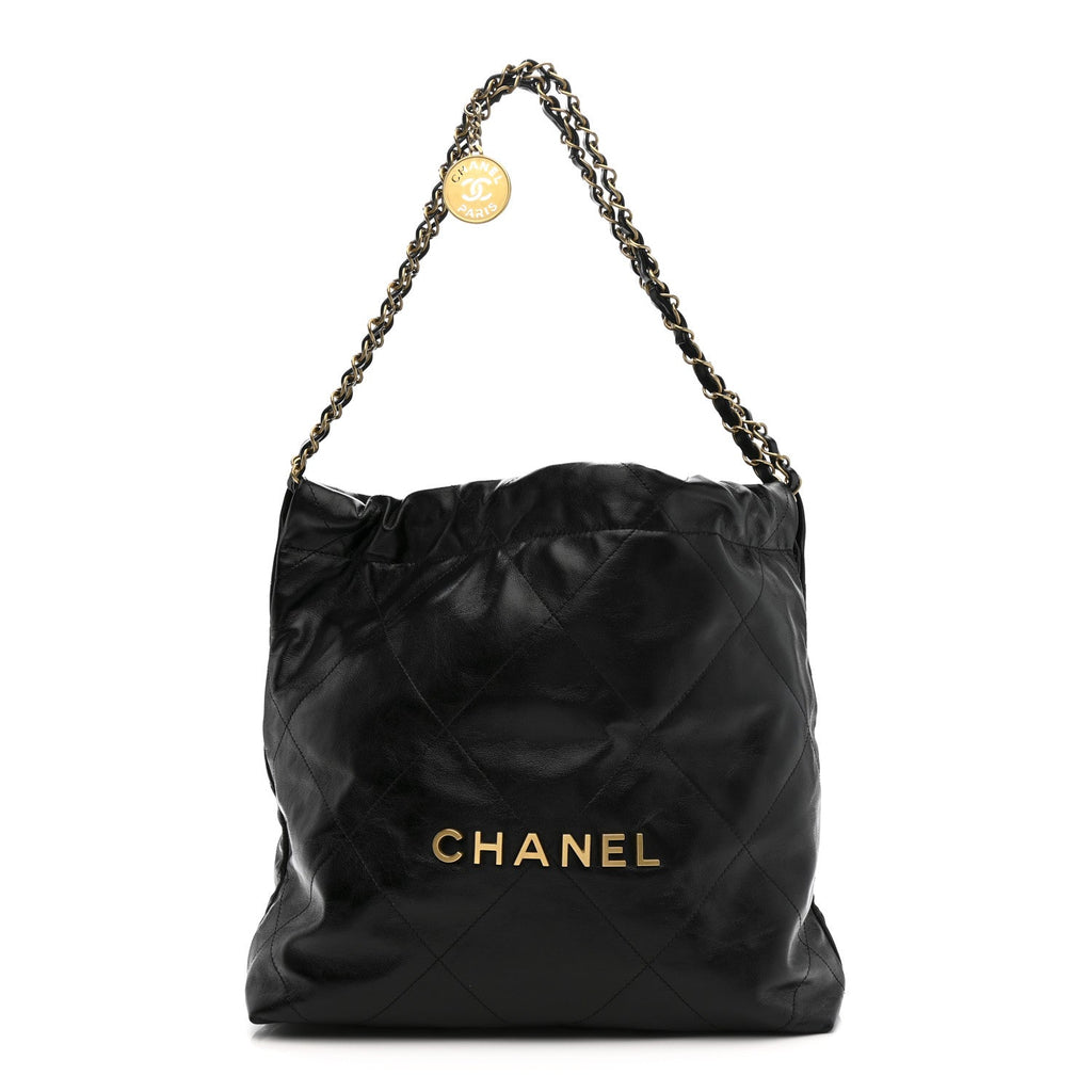 Chanel Shiny Calfskin Quilted Small Chanel 22 Black