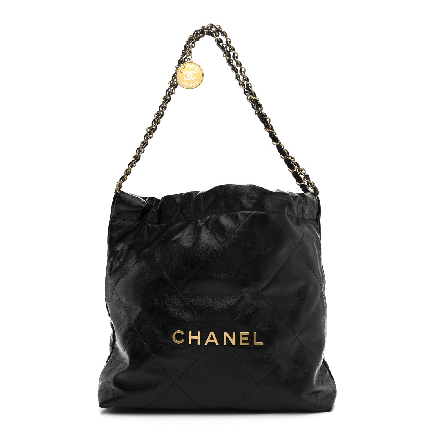 Chanel Shiny Calfskin Quilted Small Chanel 22 Black