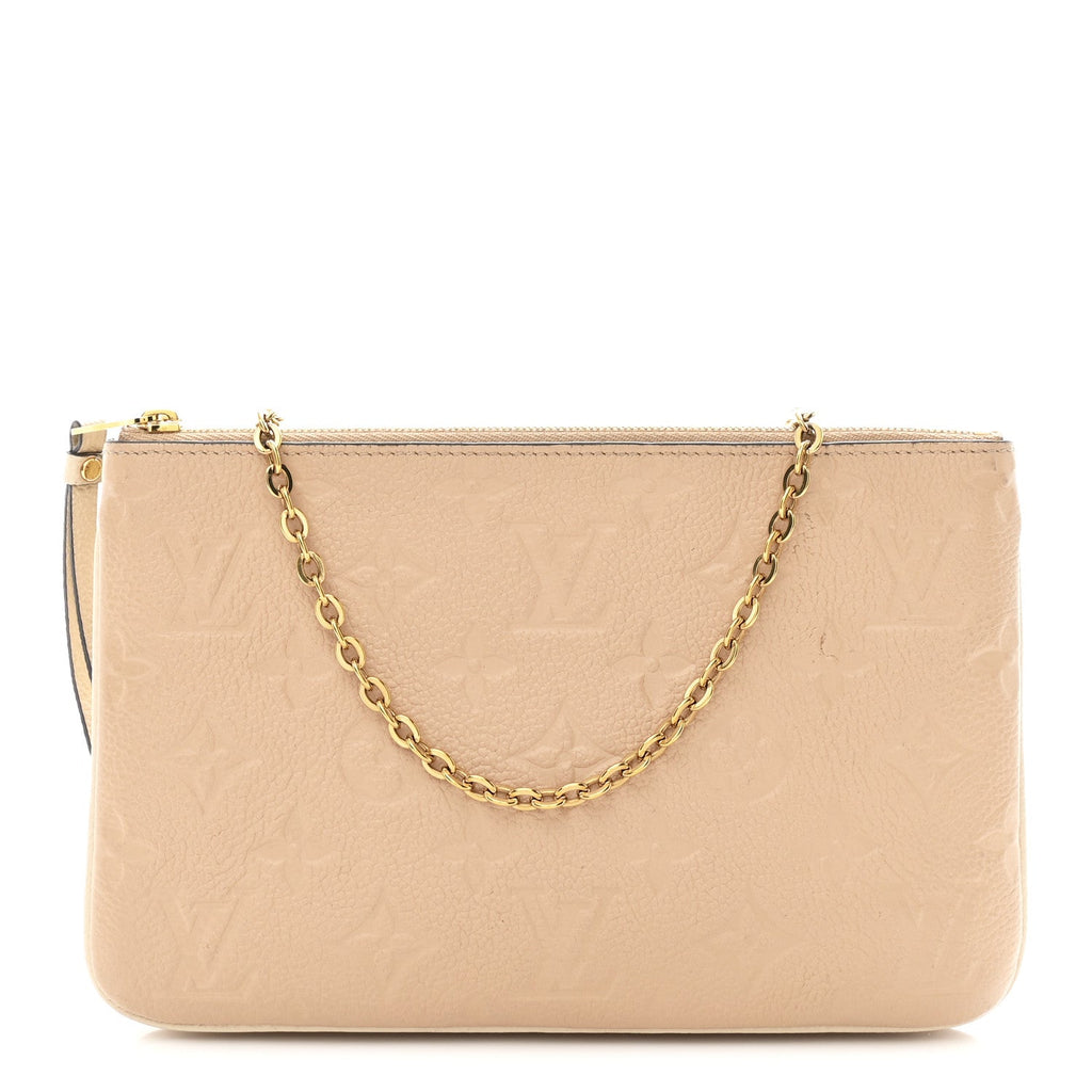 Louis Vuitton Empreinte Double Zip Pochette Beige Rose Creme