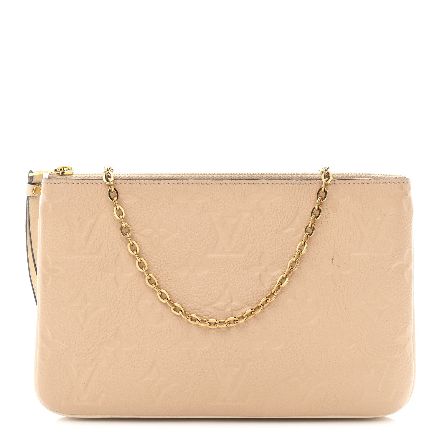 Louis Vuitton Empreinte Double Zip Pochette Beige Rose Creme