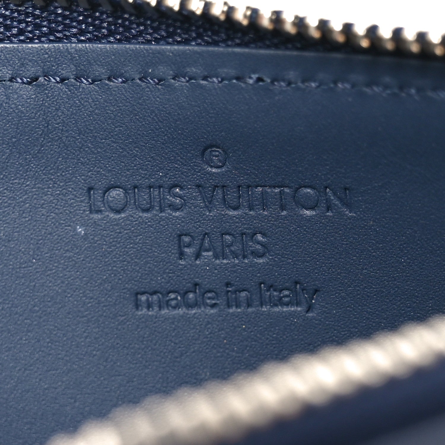 Louis Vuitton Calfskin Aerogram Coin Card Holder Navy Blue