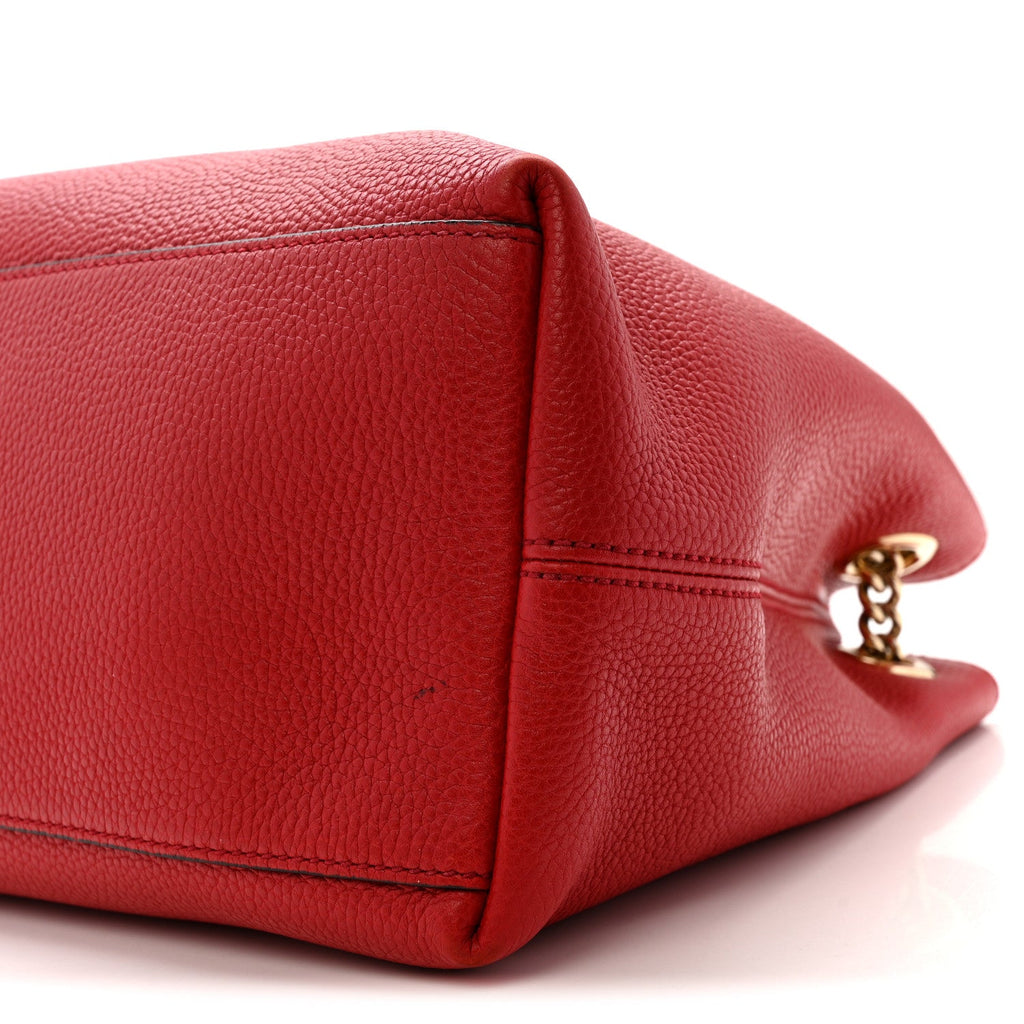 Gucci Pebbled Calfskin Medium Soho Chain Shoulder Bag Tabasco Red