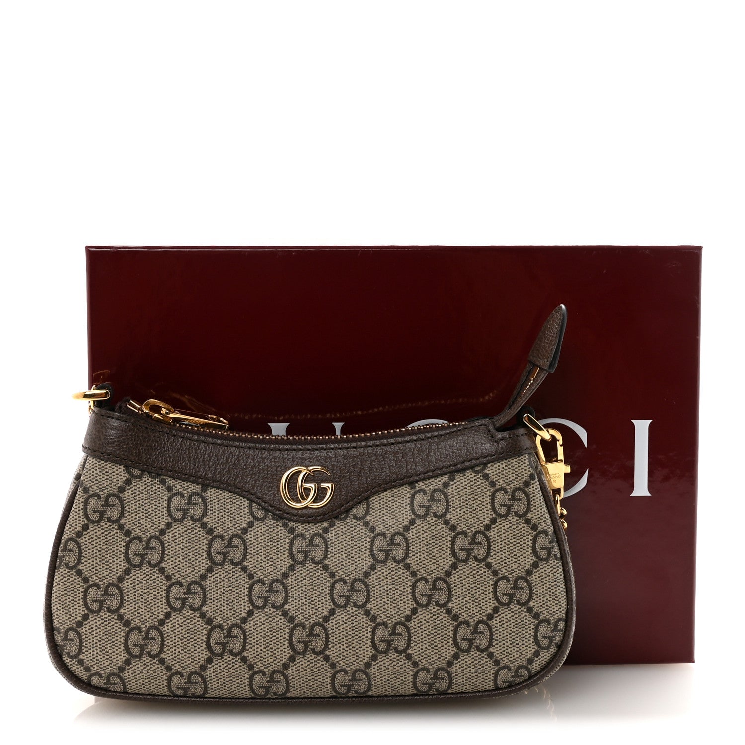 Gucci GG Supreme Monogram Textured Dollar Calfskin Mini Ophidia Chain Bag Beige Ebony
