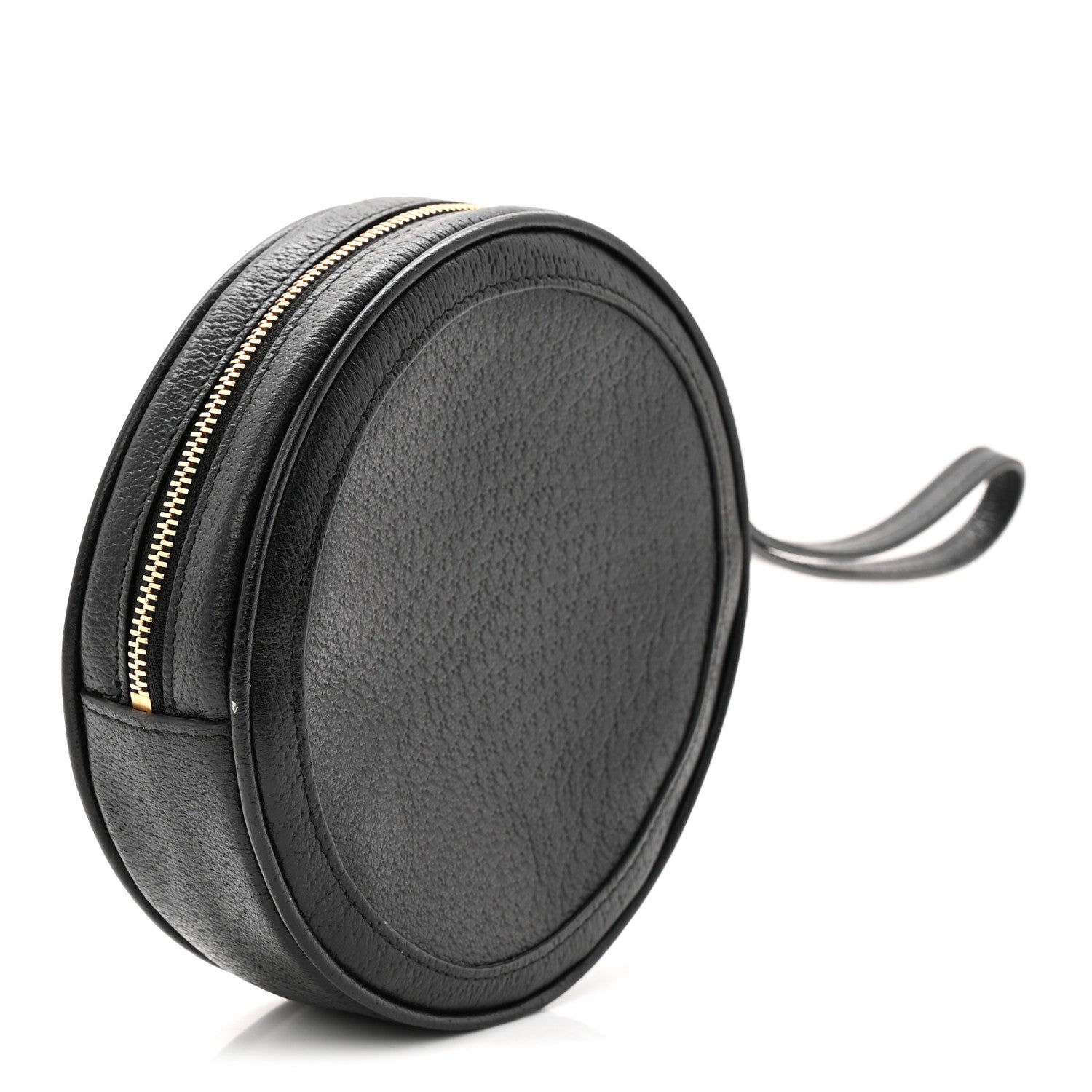 Gucci Textured Calfskin Web Ophidia Round Wrist Wallet Black