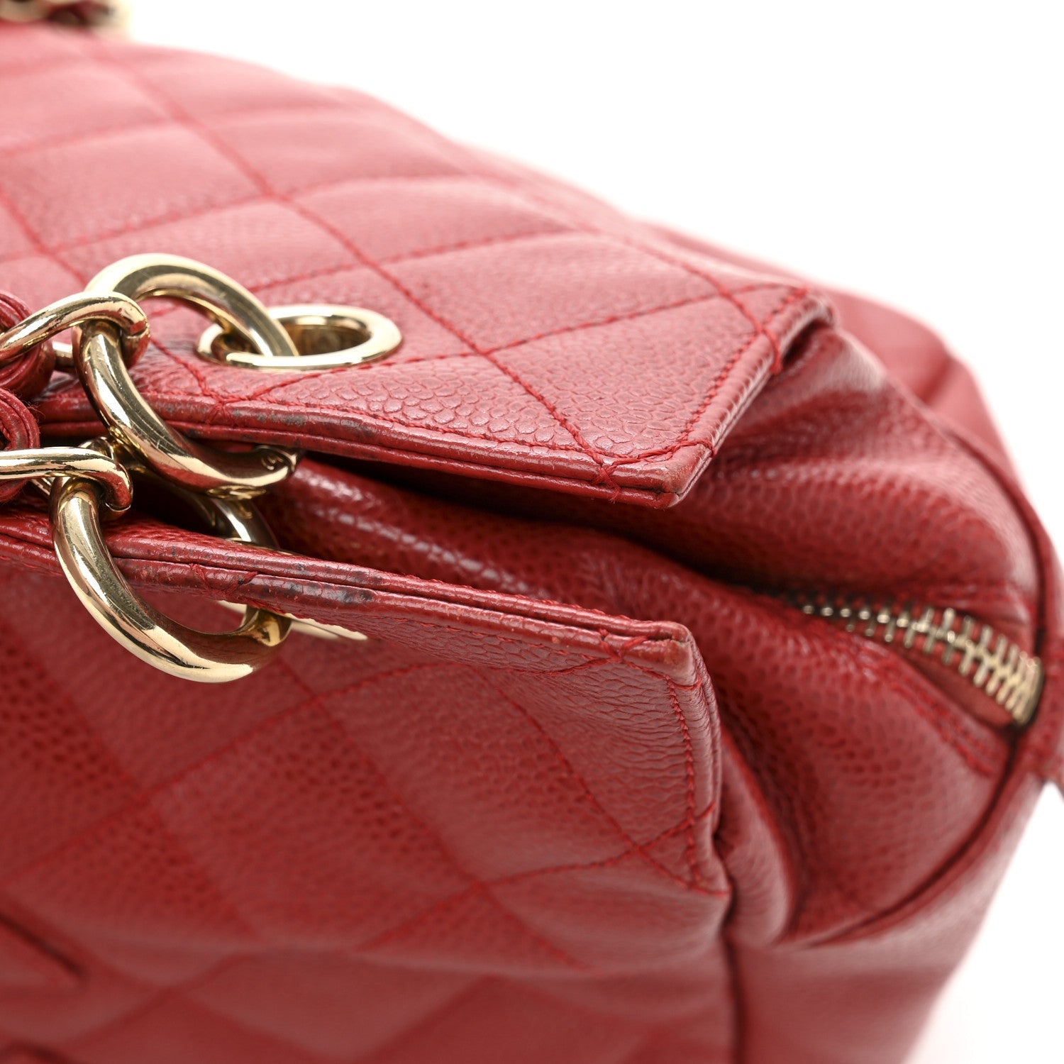Chanel Caviar Quilted Petit Timeless Shopping Tote PTT Red