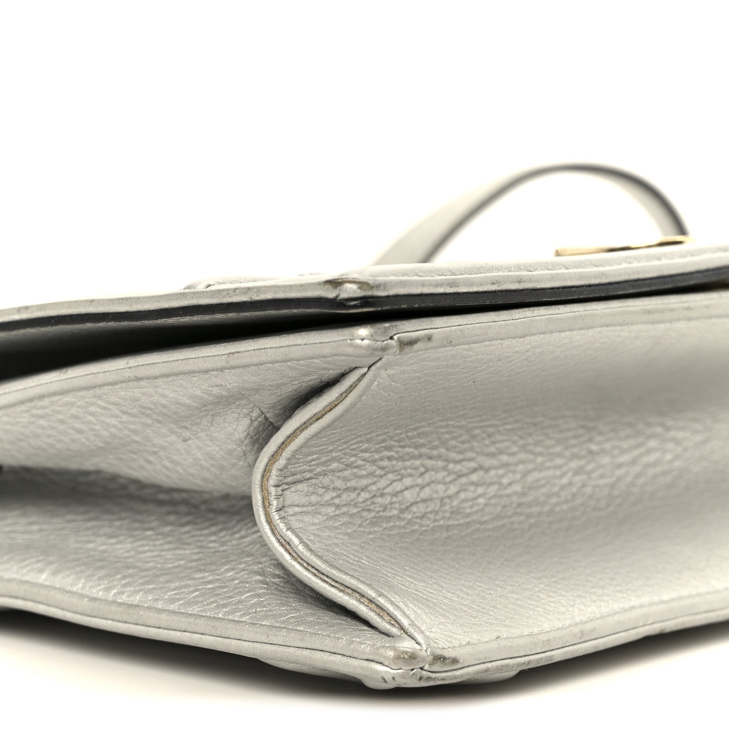 Christian Dior Metallic Grained Calfskin Medium Diorama Flap Bag Silver