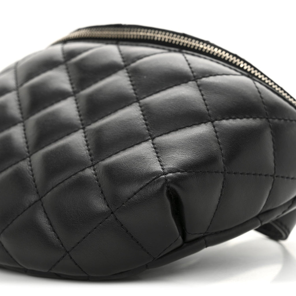 Chanel Calfskin Quilted Uniform Waist Belt Bag Black