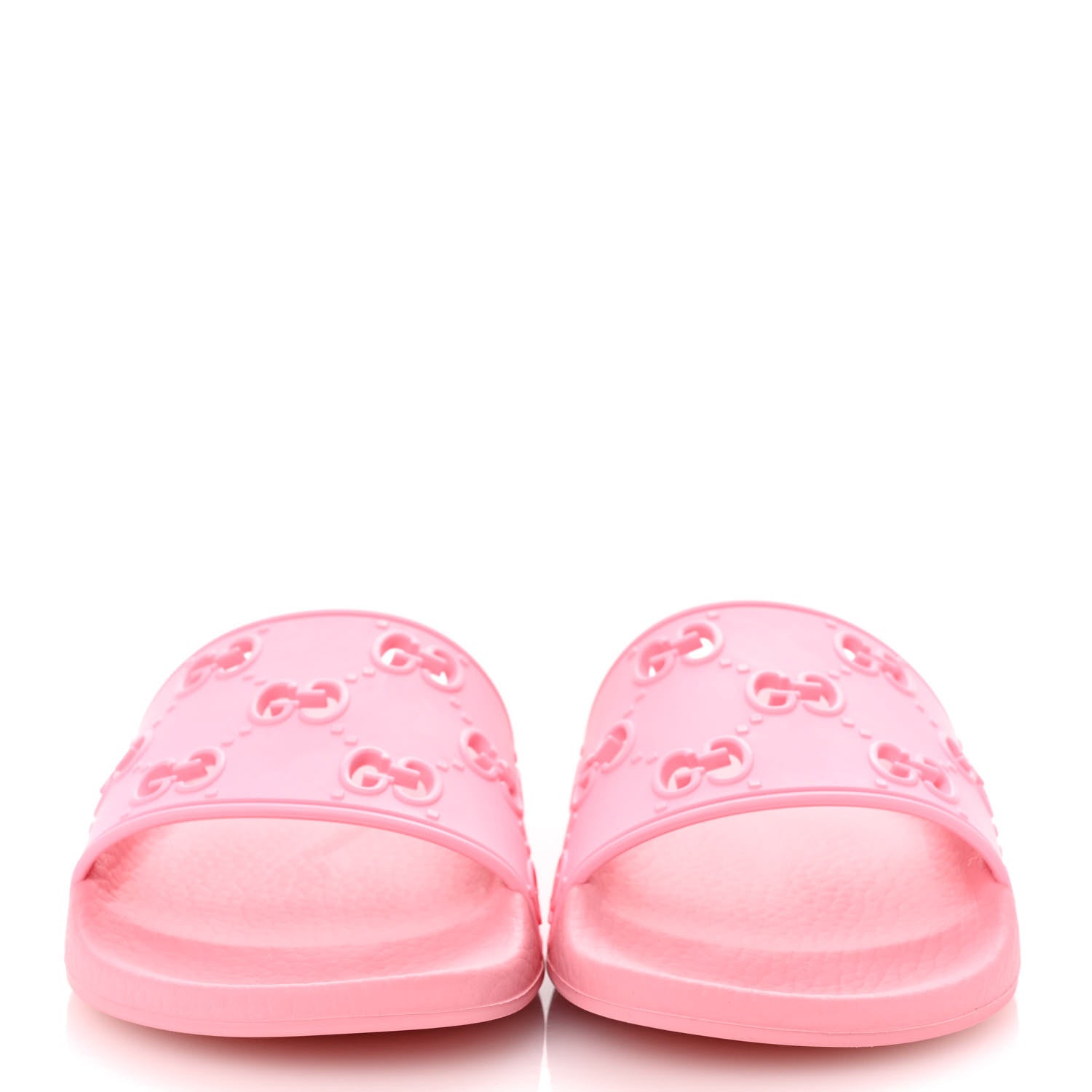 Gucci Rubber GG Monogram Perforated Womens Slide Sandals 36 Rose Box