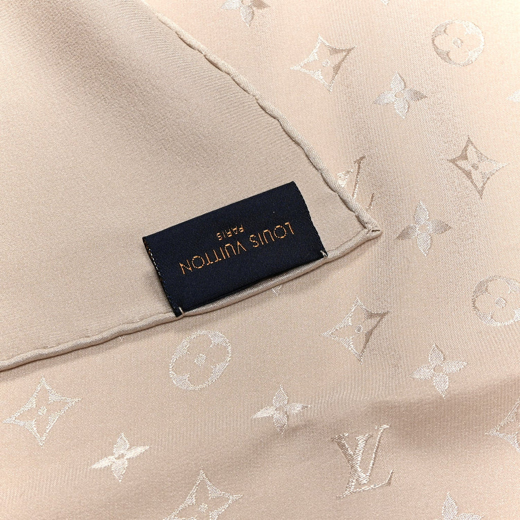 Louis Vuitton Silk Monogram Shawl Beige