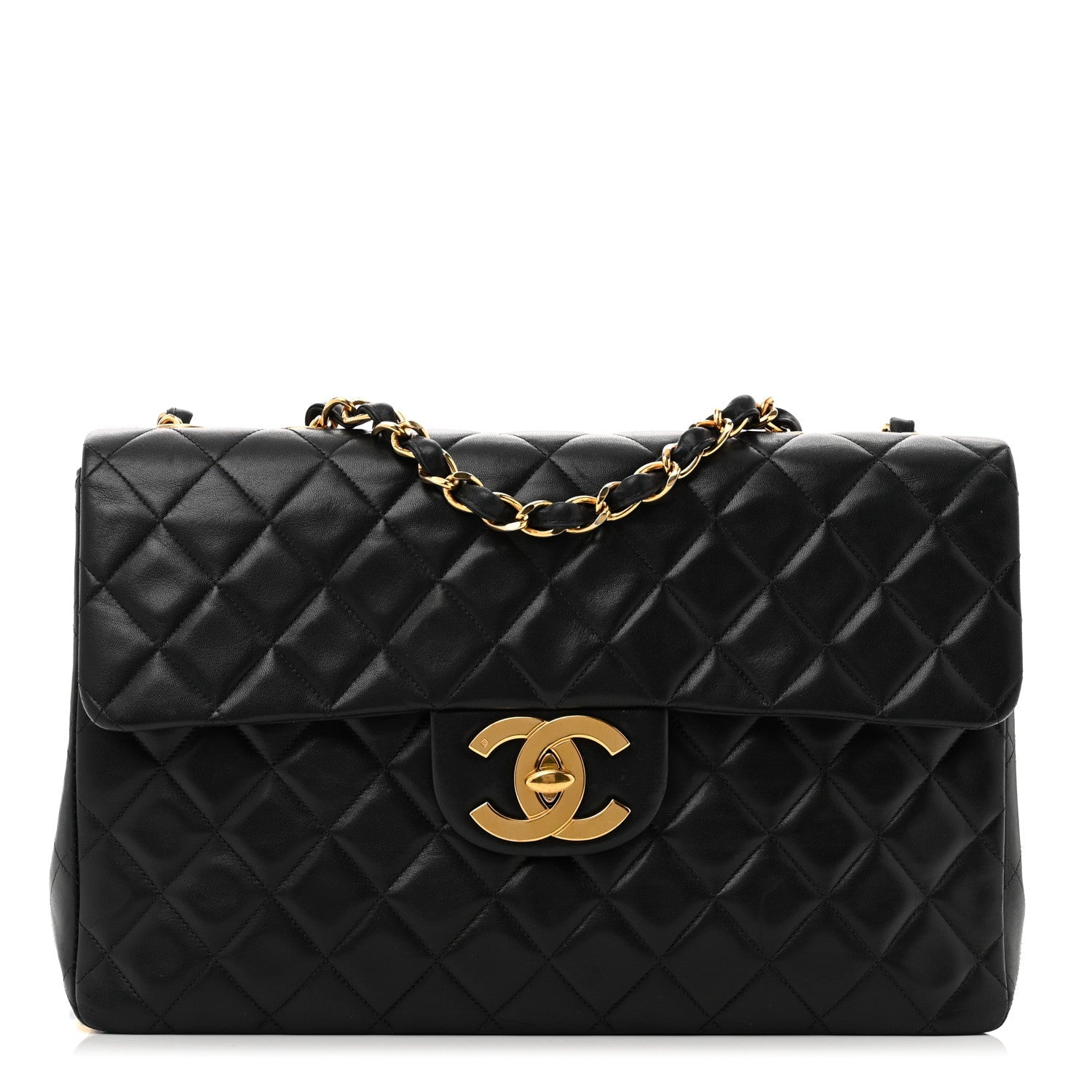 Chanel Lambskin Quilted XL Jumbo Single Flap Black