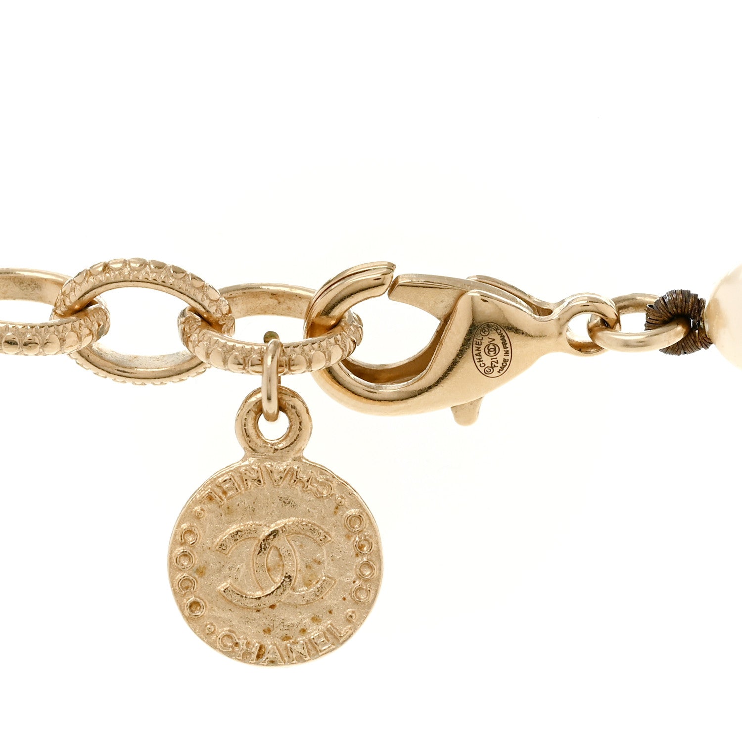 Pearl CC 100th Anniversary Necklace Light Gold