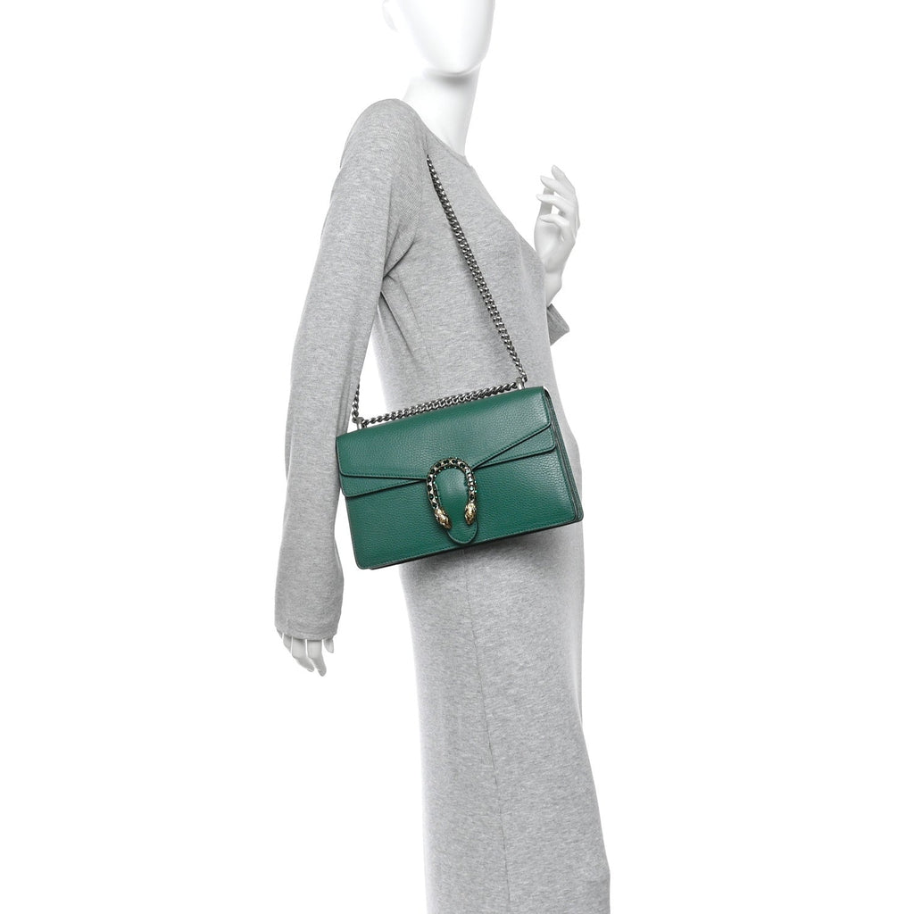 Gucci Dollar Calfskin Crystal Small Dionysus Shoulder Bag Emerald