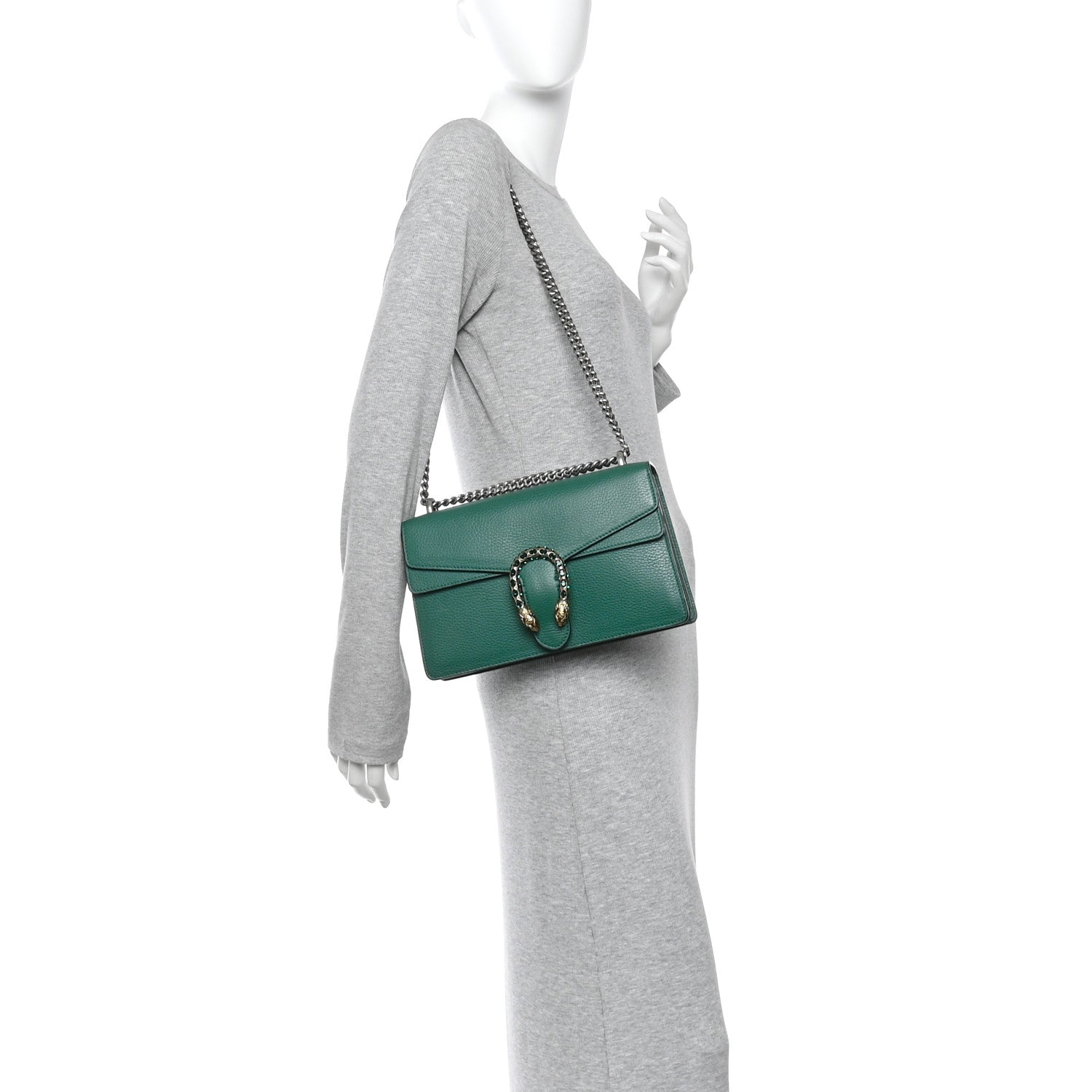 Gucci Dollar Calfskin Crystal Small Dionysus Shoulder Bag Emerald
