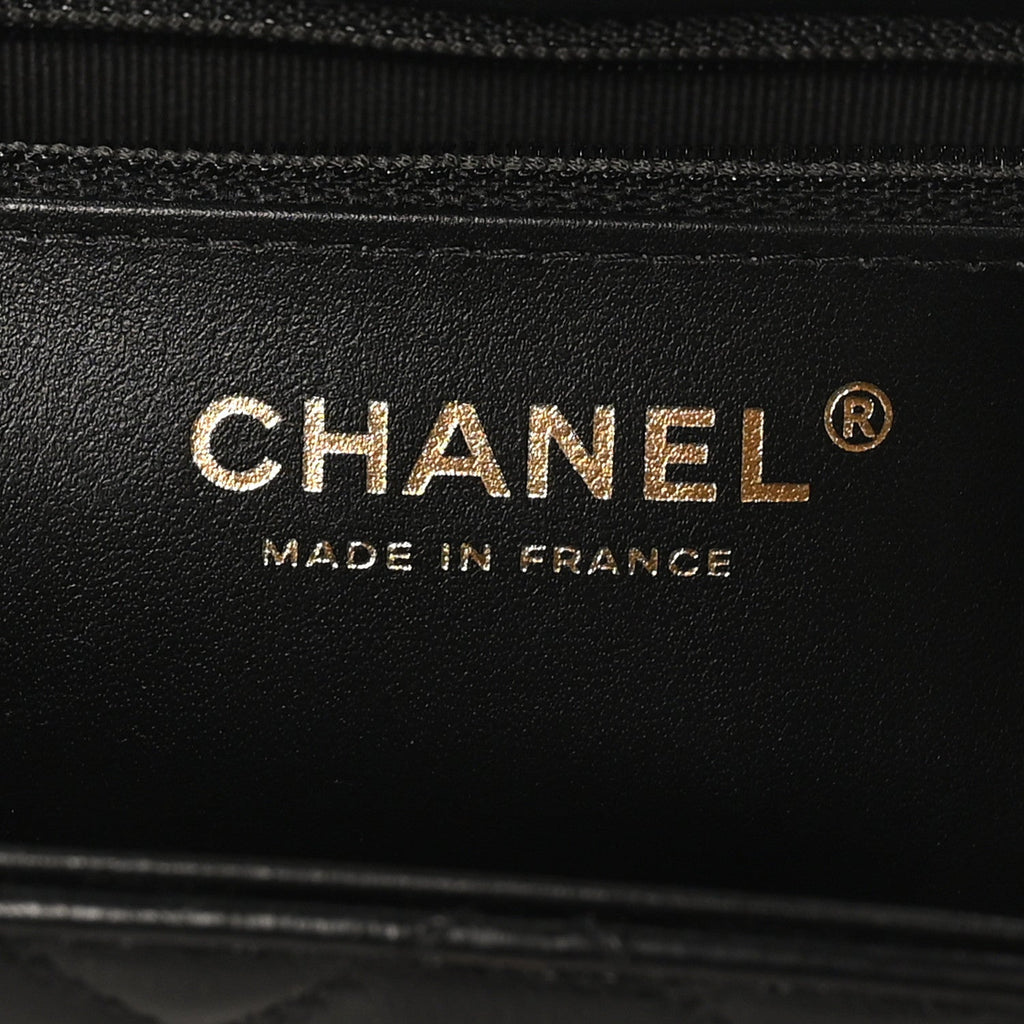 Chanel Shiny Aged Calfskin Quilted Nano Kelly Shopper Black