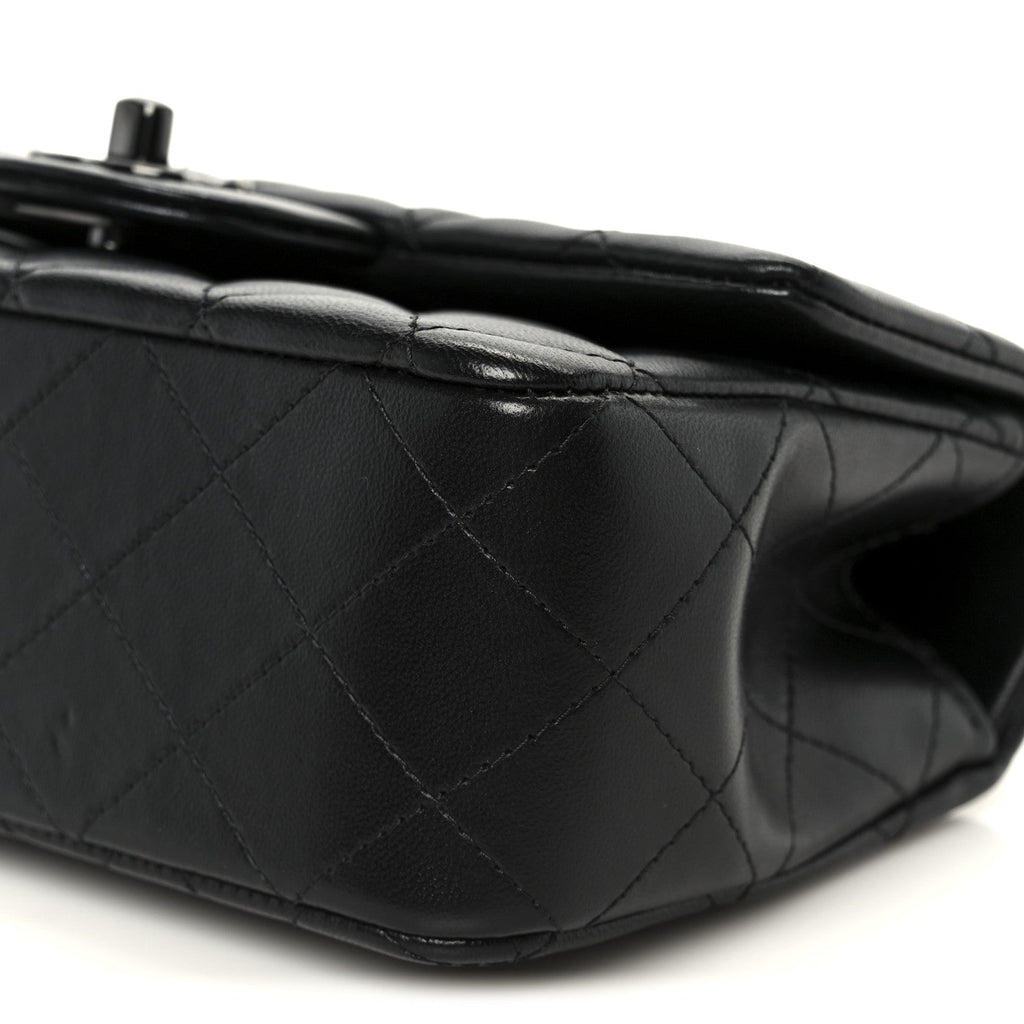 Chanel Lambskin Quilted Mini Top Handle Rectangular Flap So Black