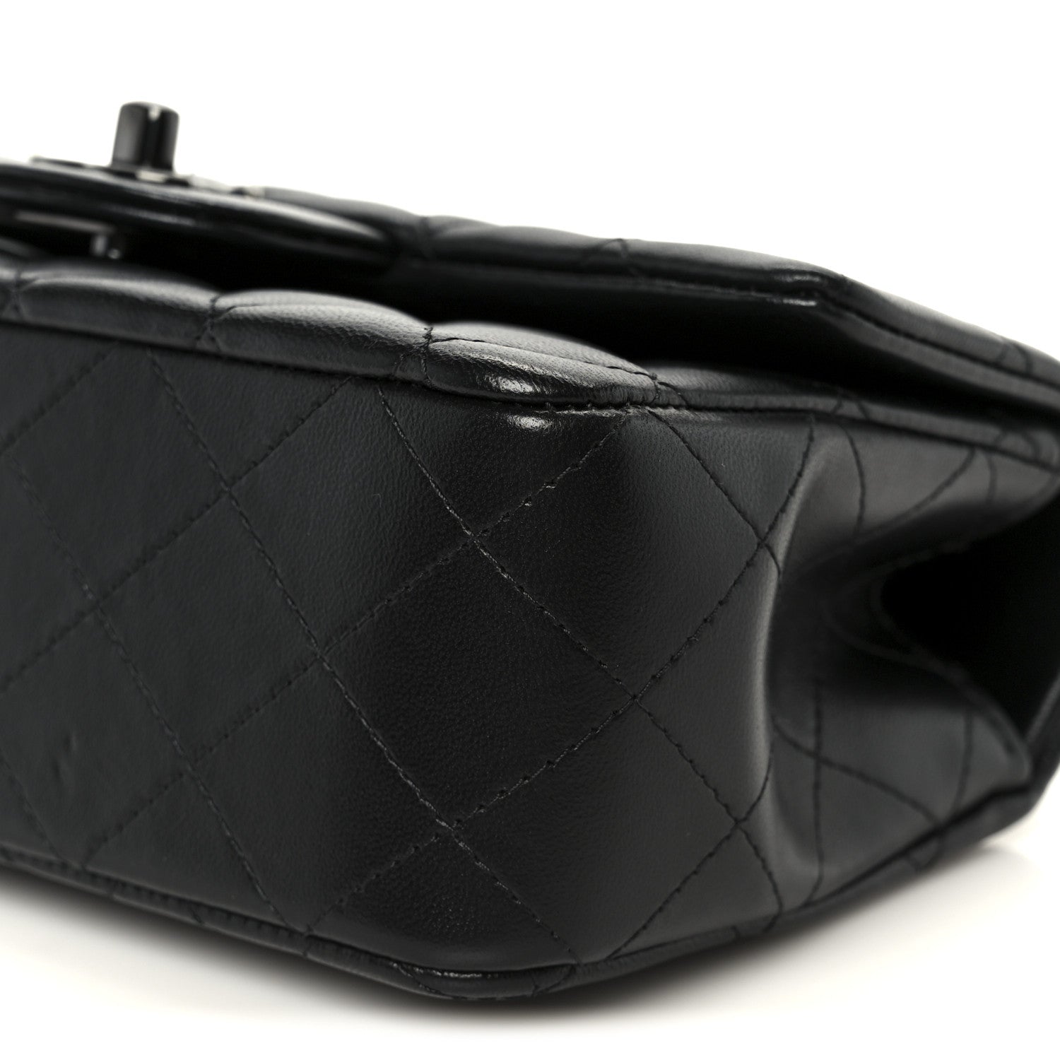 Chanel Lambskin Quilted Mini Top Handle Rectangular Flap So Black