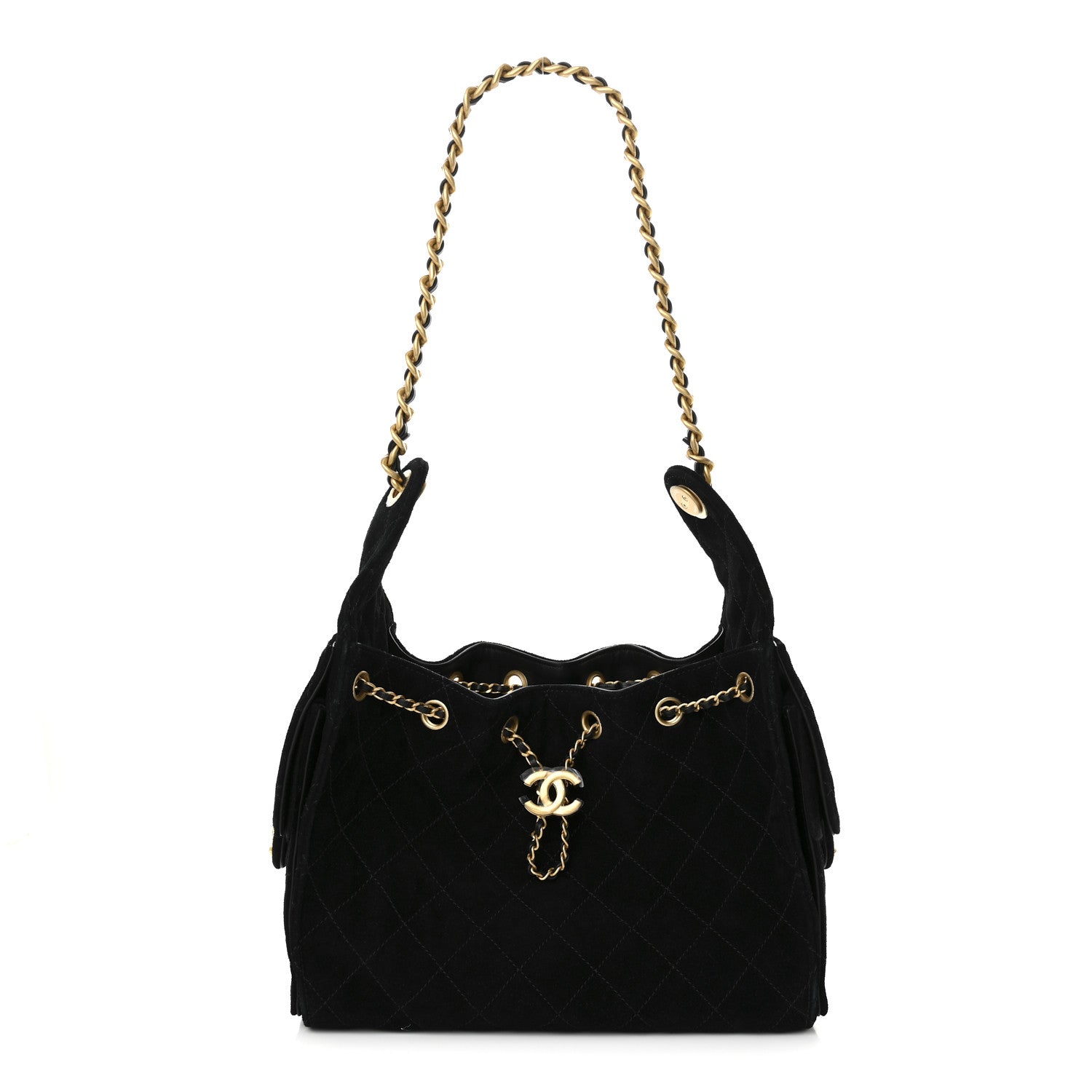 Chanel Suede Quilted Small Chanel 25 Handbag Black