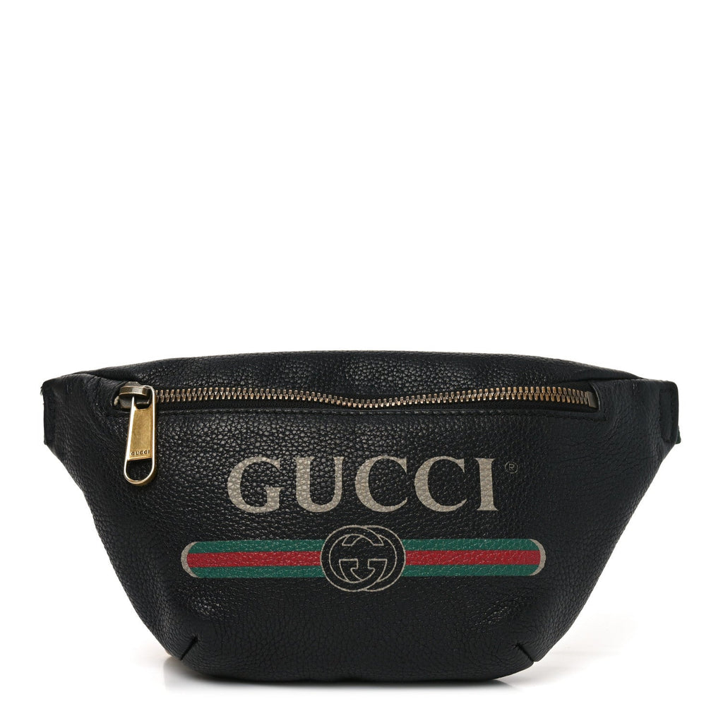 Gucci Grained Calfskin Small Logo Belt Bag Black