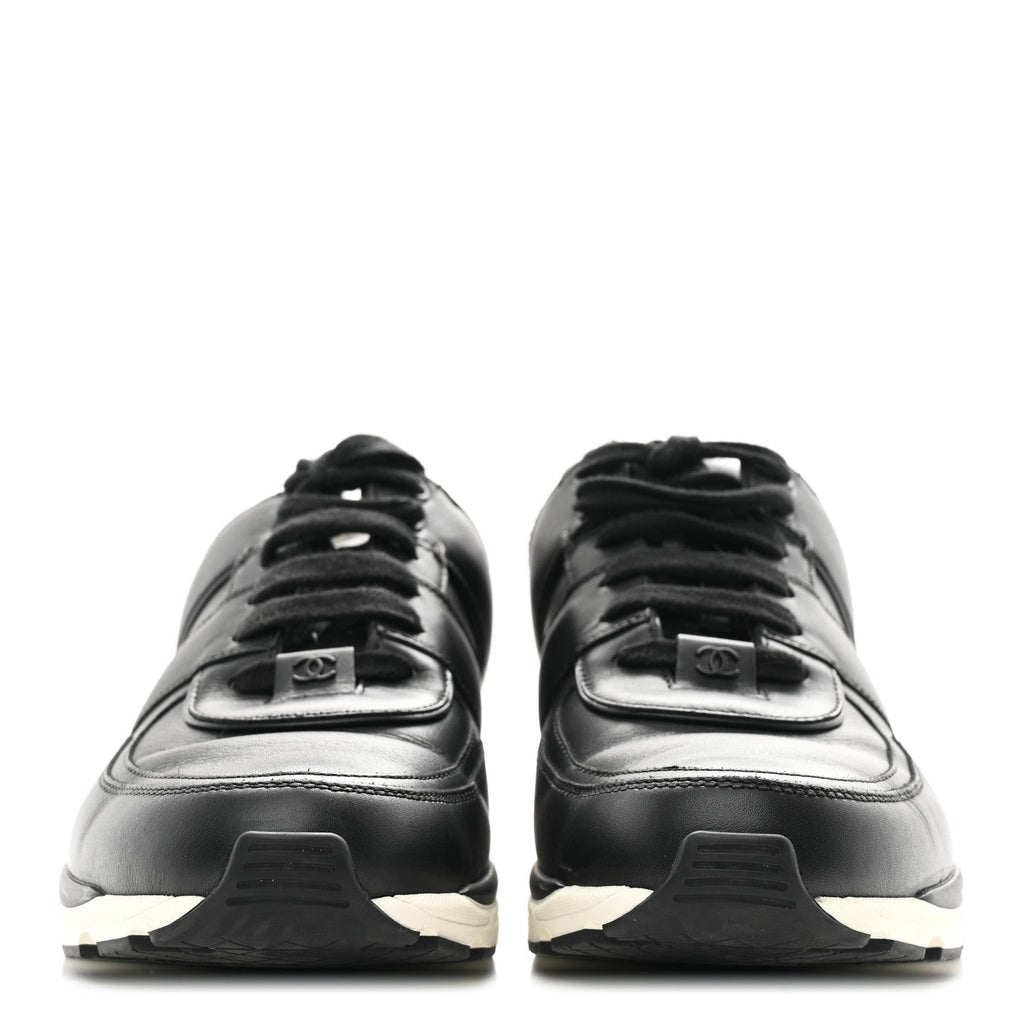 Calfskin Tweed CC Sneakers 41 Black White