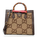 Gucci Monogram Jumbo GG Textured Dollar Calfskin Medium Diana Tote Bag Camel Ebony New Acero Pomegranate Red