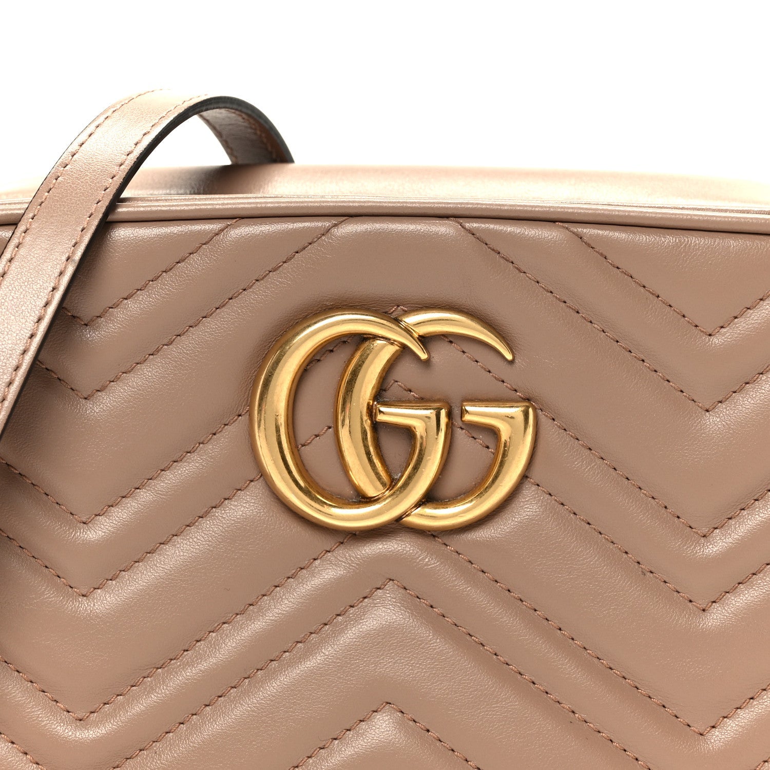 Gucci Calfskin Matelasse Small GG Marmont Chain Shoulder Bag Porcelain Rose