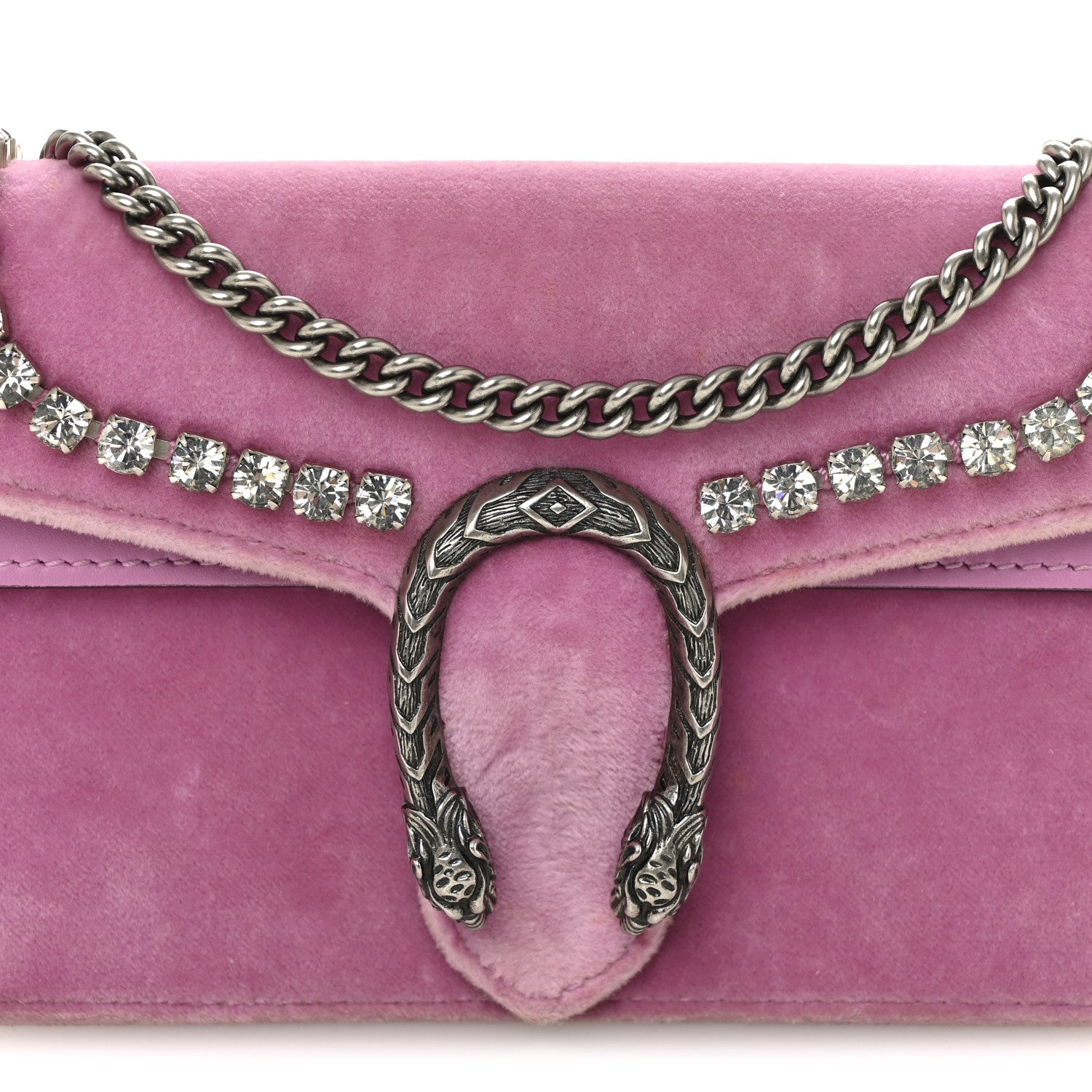 Gucci Velvet Crystal Super Mini Dionysus Shoulder Bag Malva