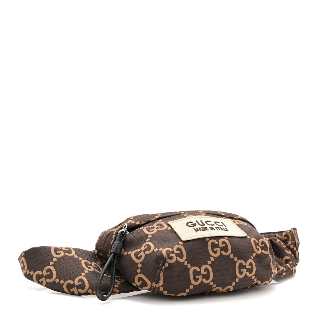 Gucci Recycled Polyester Monogram Jumbo GG Belt Bag Ebony Beige