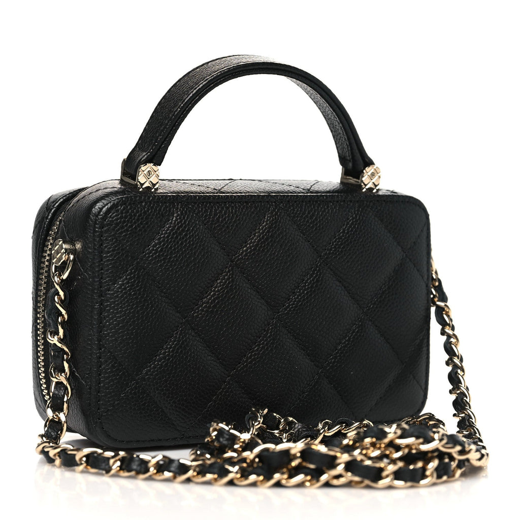 Chanel Caviar Quilted Small Top Handle Vanity Case Black