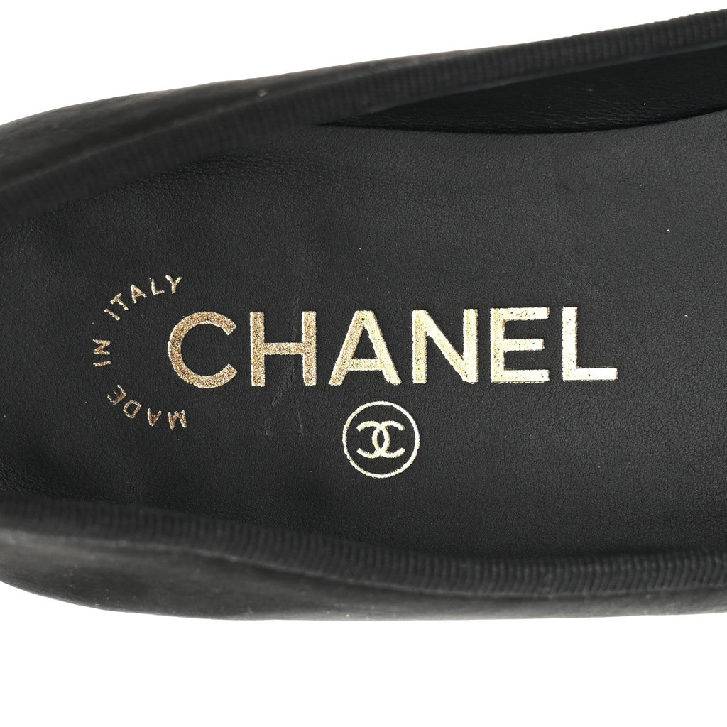 Chanel Suede Calfskin Cap Toe CC Ballerina Flats 36 Black