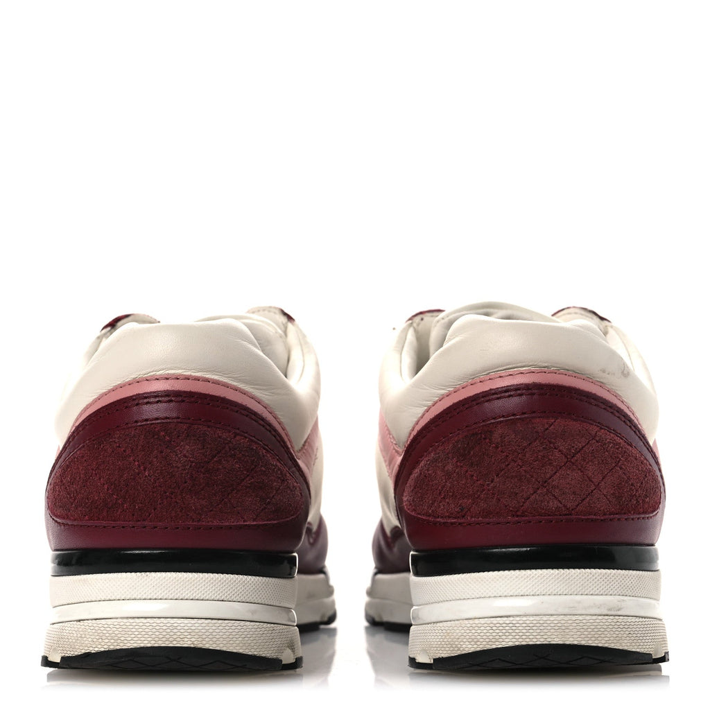Calfskin CC Sneakers 38.5 Light Burgundy White Pink