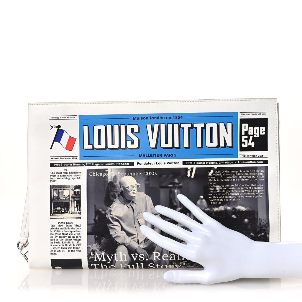 Louis Vuitton Calfskin Newspaper Print Pouch