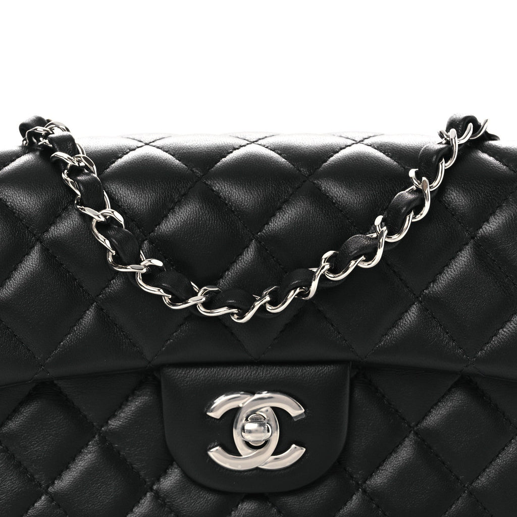 Chanel Lambskin Quilted Mini Rectangular Flap Black