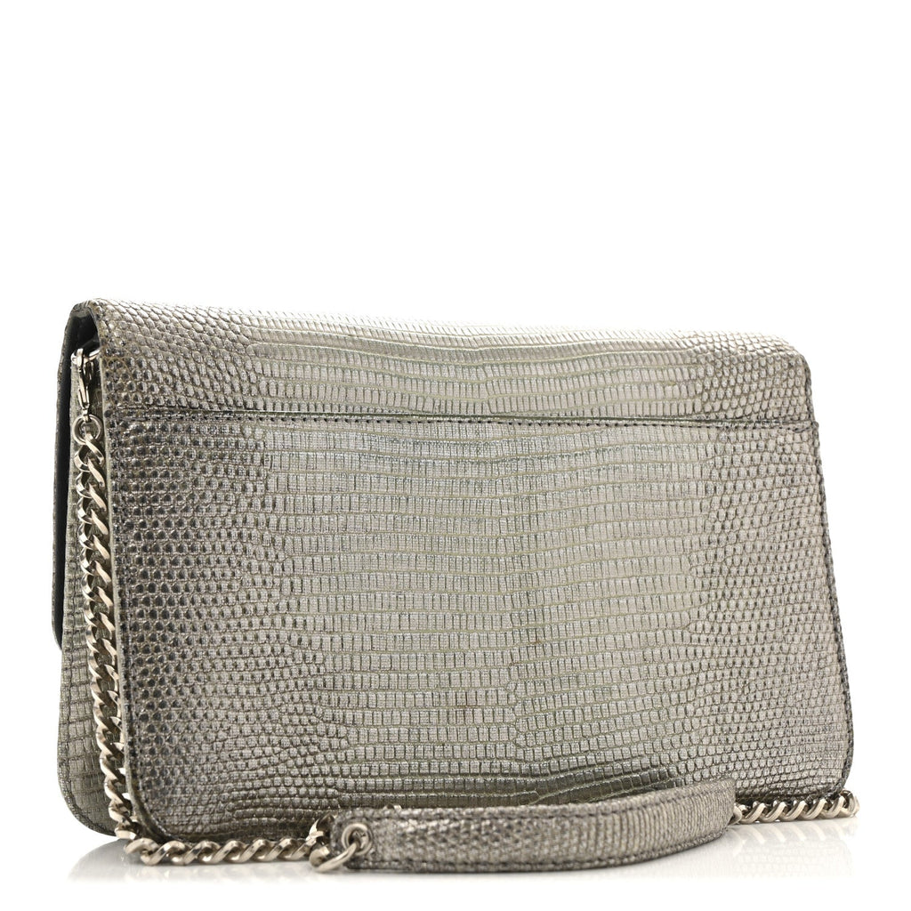 Christian Dior Metallic Lizard Miss Dior Promenade Pouch Gunmetal
