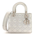 Christian Dior Metallic Grained Calfskin Cannage Small Lucky Badges My Lady Dior Silver