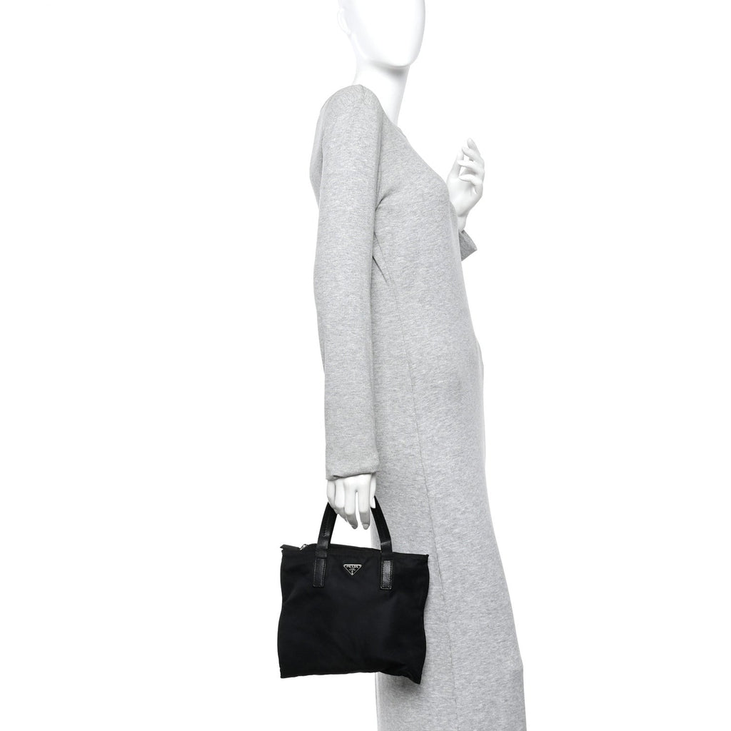 Prada Tessuto Nylon Mini Shopping Tote Black
