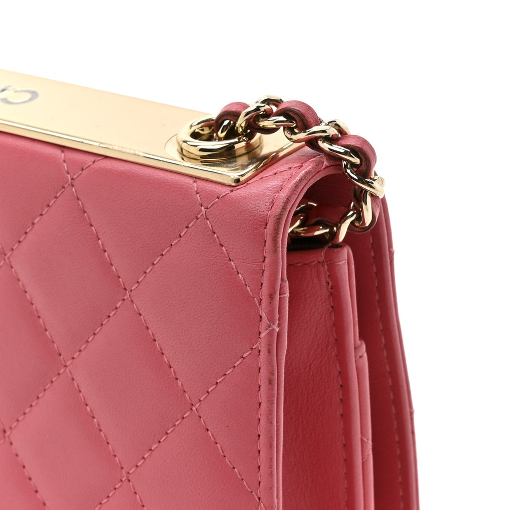 Chanel Lambskin Quilted Trendy CC Wallet On Chain WOC Bright Pink