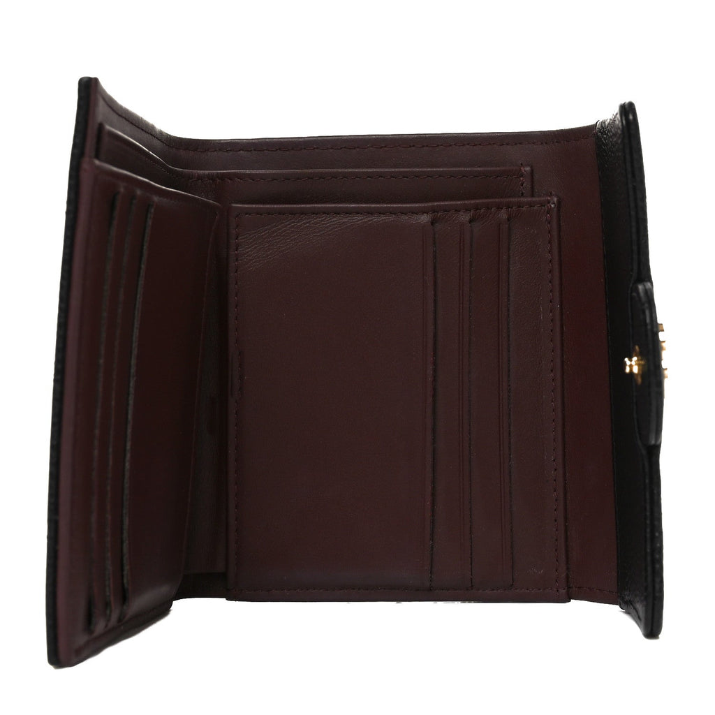 Caviar Quilted Compact Flap Wallet Black