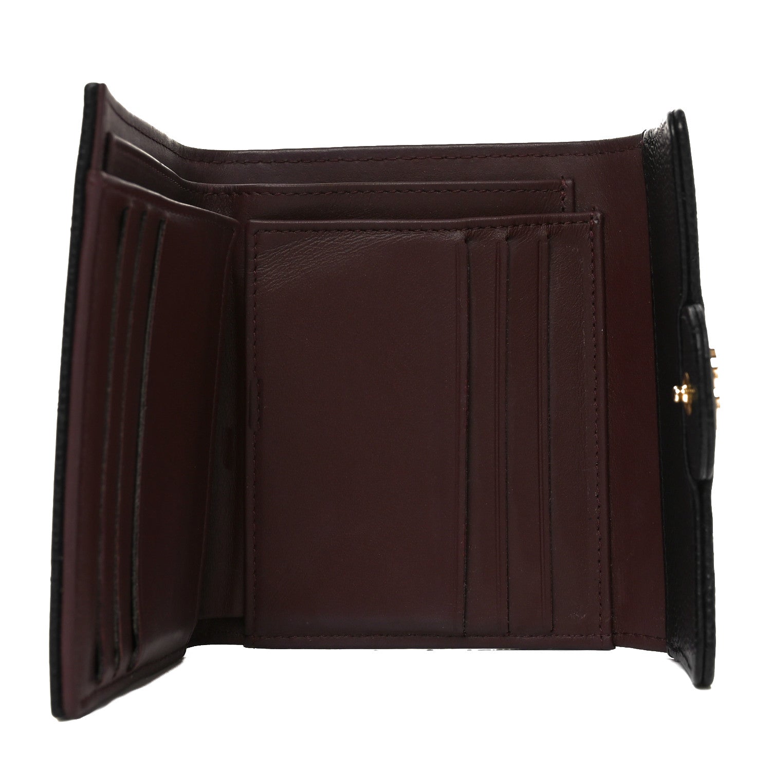 Caviar Quilted Compact Flap Wallet Black