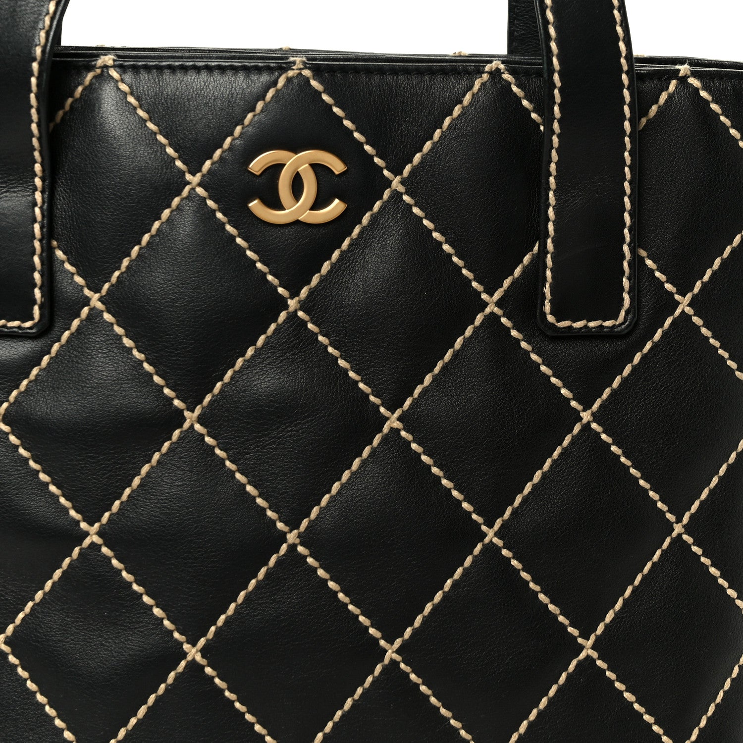 Chanel Calfskin Wild Stitch Tote Black