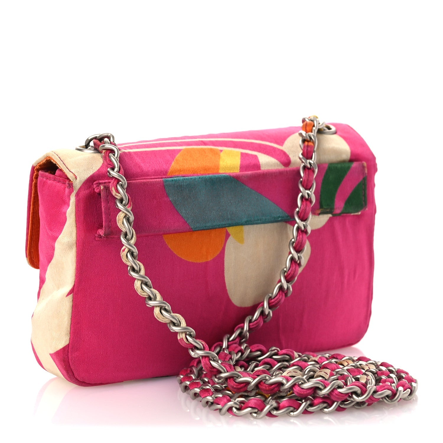 Chanel Satin Mini Convertible Flap Pink Multicolor
