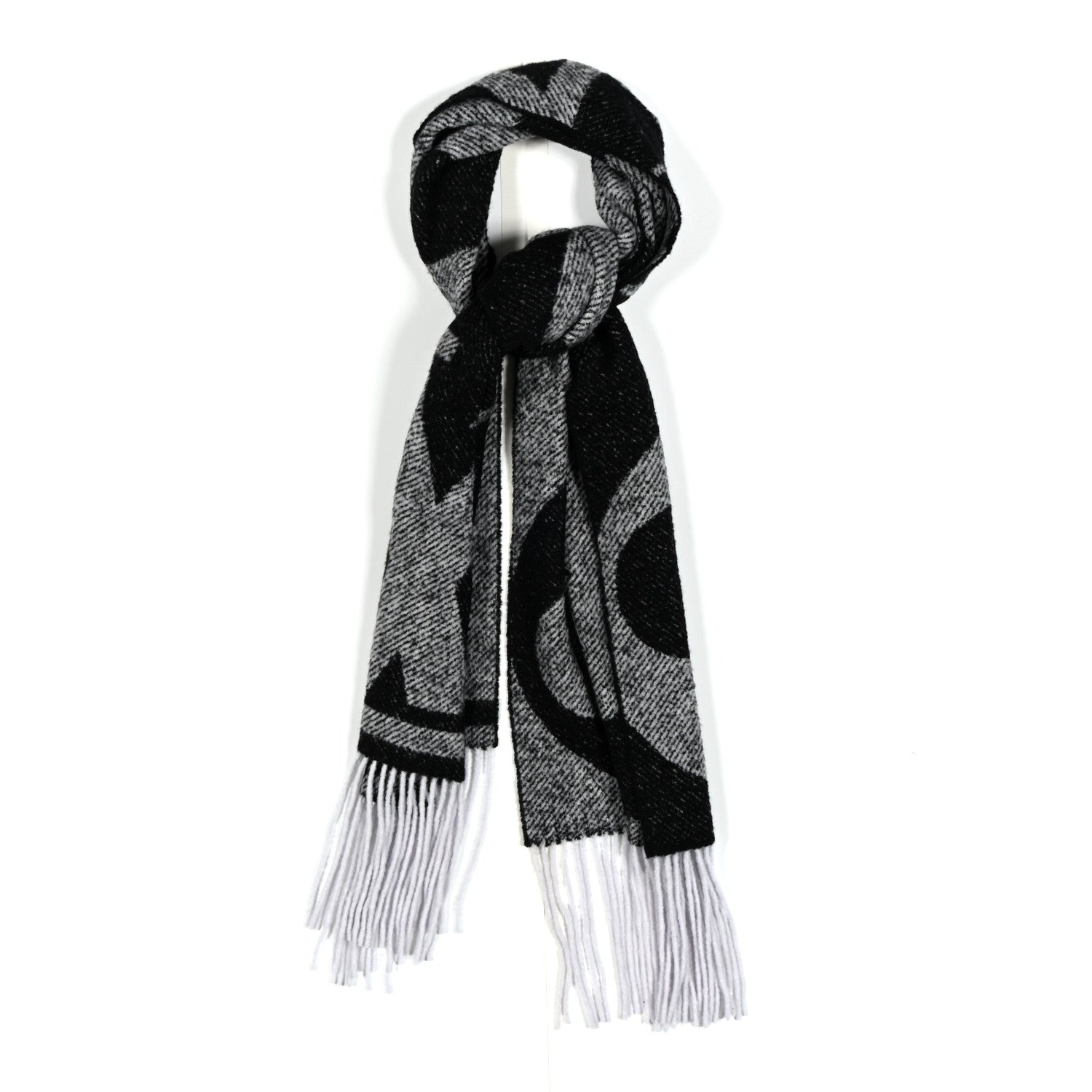 Louis Vuitton Wool Silk Monogram Snowy Kaleidoscope Scarf Black