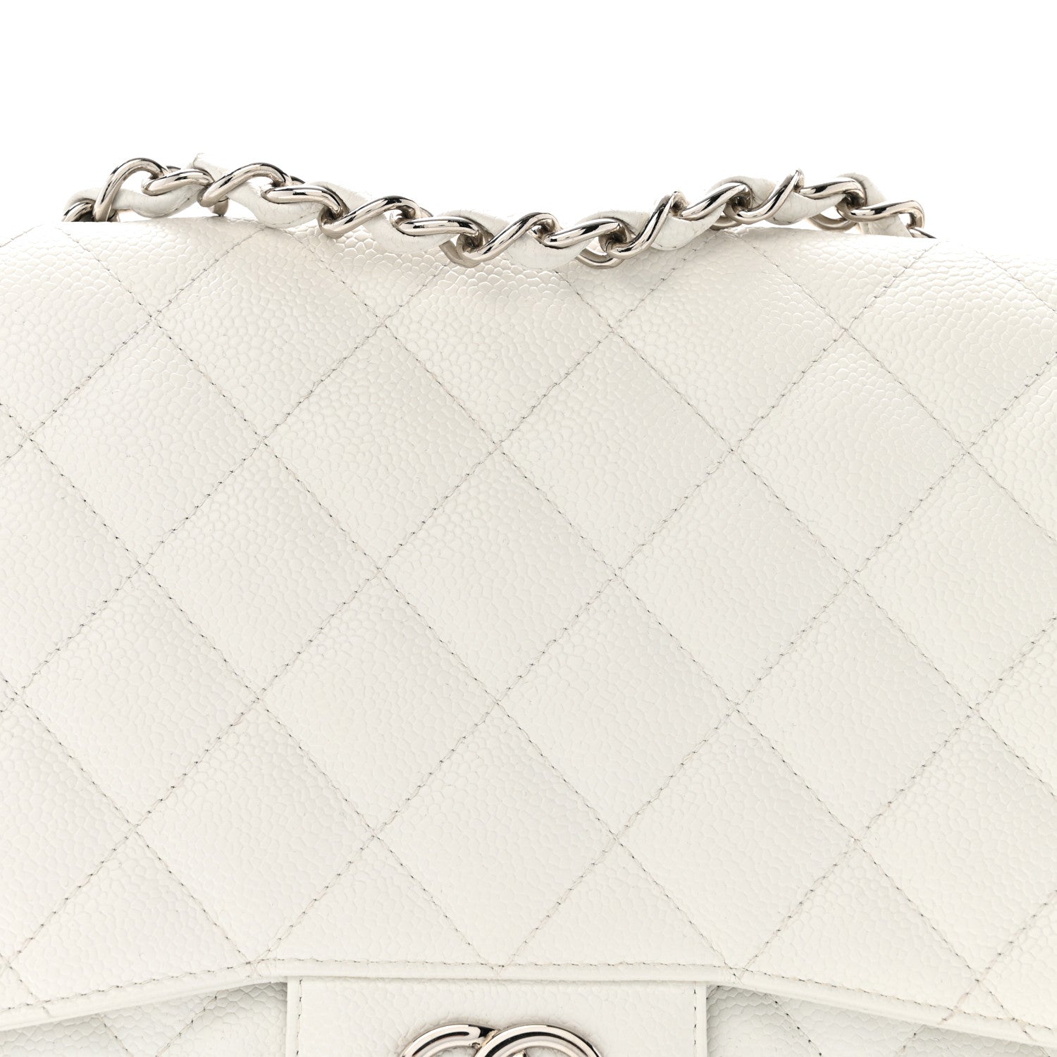 Chanel Caviar Quilted Jumbo Single Flap White