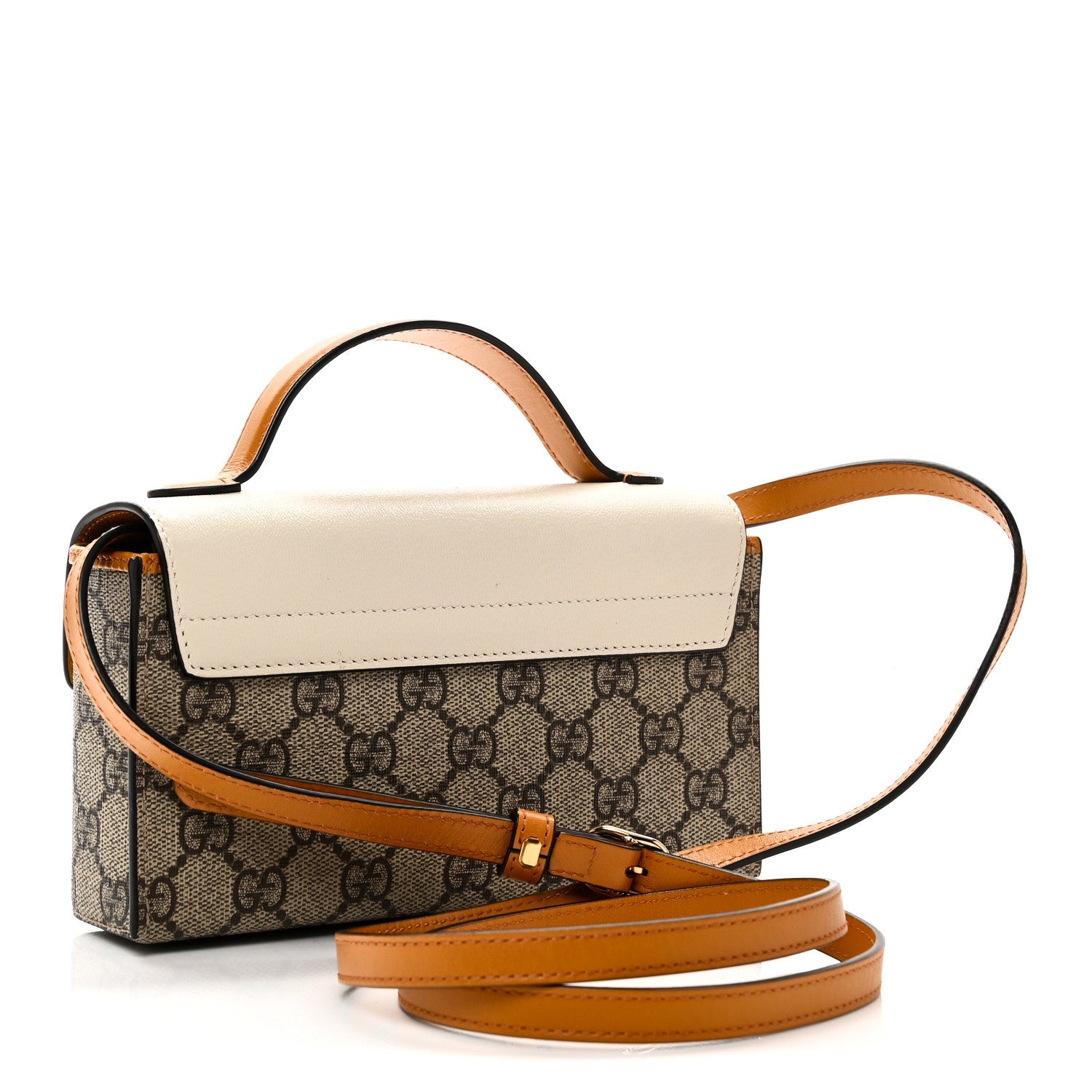 Gucci GG Supreme Monogram New Sakai Calfskin Mini Padlock Top Handle Shoulder Bag Beige Ebony Mystic White Sun Oil