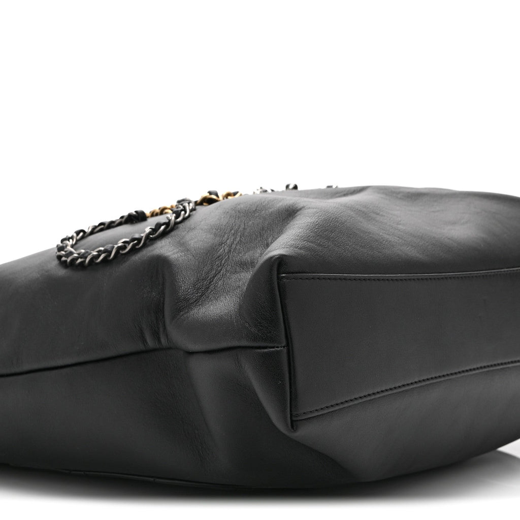 Chanel Calfskin Chain 20s Signature Tote Black