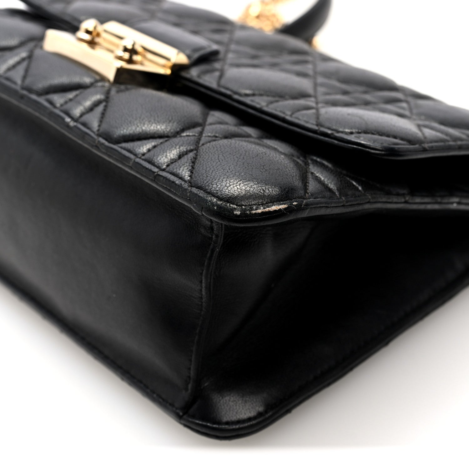 Christian Dior Lambskin Cannage Medium Miss Dior Flap Black